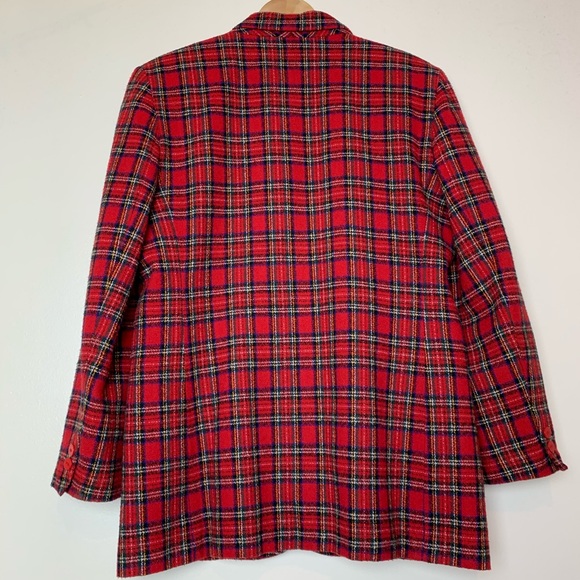Vintage Red Plaid Three Button Boxy Blazer Women’s Size 8 - Picture 8 of 8